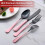 20-Piece Stainless Steel Flatware Set with Pink Handles 4