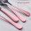 20-Piece Stainless Steel Flatware Set with Pink Handles 5
