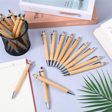 100 Pcs Bamboo Pens Bulk Wooden Retractable Ballpoint Pen Black Ink 1mm Engraving Pens Gift Pen