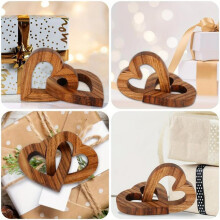 Adorno de Corazón de Madera con Corazones Entrelazados, Regalo Conmemorativo de Amor, Corazón Entrelazado, Recuerdo para Parejas para el Día de San