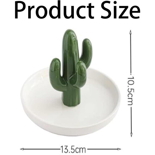 Cactus Ceramic Ring Holder with Aloe Design Golden 1