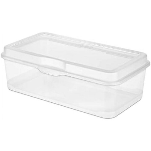 Clear Stackable Flip-Top Storage Box 13.1 x 7.6 x 4.5 in 1