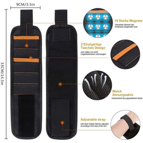 Magnetisk armbånd til mænd – 15-delt magnet, 36 cm, 1
