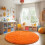Orange Round 5ft Fluffy Shag Rug with Rubber Backing 3