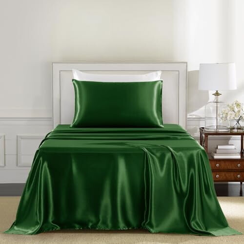 Twin Satin Sheet Set – 100% Polyester, 4-Piece, Deep 1
