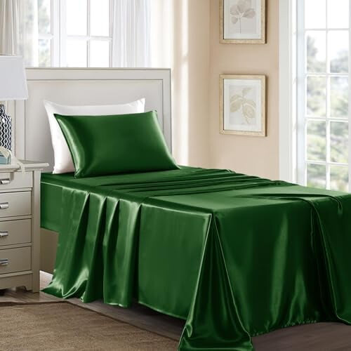 Twin Satin Sheet Set – 100% Polyester, 4-Piece, Deep 2