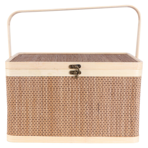 Bamboo Storage Basket with Lid, 32x22x20cm 2