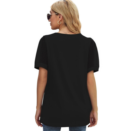 Γυναικεία Casual T-shirts με V λαιμόκοψη, Ελβετικές, Πουά, Φουσκωτές, Διαφανείς Μπλούζες 2