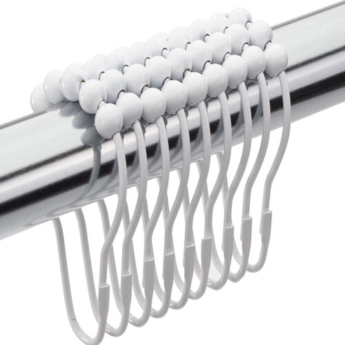 White Metal Shower Curtain Rings (4 Pack) 2