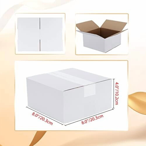 Caixas de envio de papelão ondulado branco, 20x20x10 cm (8x8x4 polegadas), conjunto de 40 unidades 1