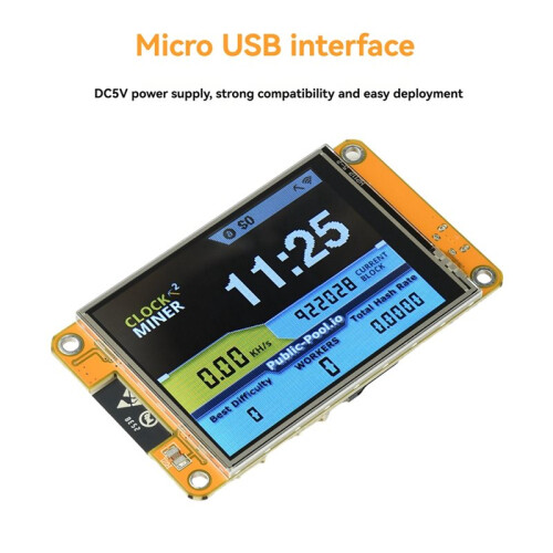 Miner NerdMiner NMMiner de 355KH/S com Tela Inteligente de 2,8 Polegadas, ESP32-2432S028, para Mineração Solo de Criptomoedas e Bitcoin 1