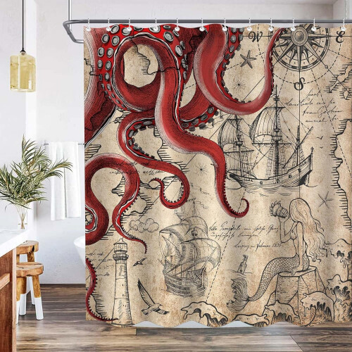 Ocean Kraken Polyester Bruseforhæng, 190 x 190 cm Vandtæt 1