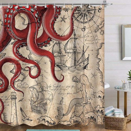 Ocean Kraken Polyester Bruseforhæng, 190 x 190 cm Vandtæt 2