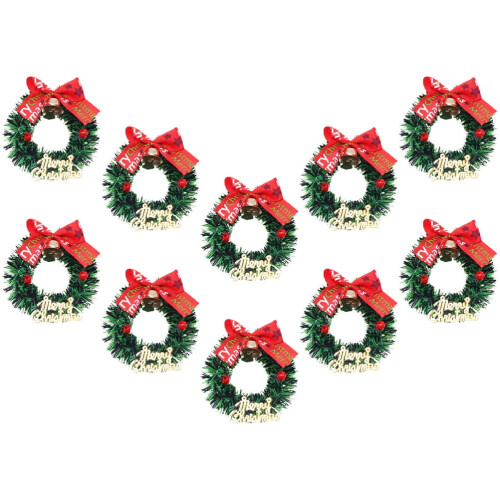 Mini-Bastelkränze, Mini-Weihnachtskränze, grüner Kunststoff, 10 Stück 2