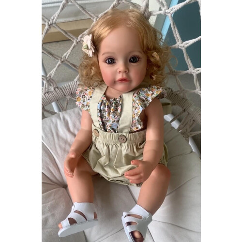 Bebê Reborn realista de 56 cm (22 polegadas), corpo inteiro em vinil, menina articulada, boneca realista com acessórios e brinquedo de 1