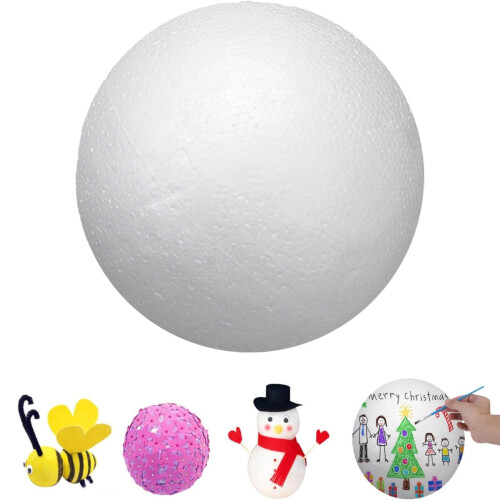 Bola de espuma de poliestireno de 20 cm (8 polegadas) para projetos de artesanato e decoração de Natal. Cor branca. 1