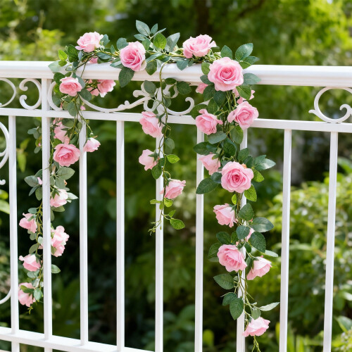 Guirnalda de rosas artificiales de seda de 3 m 1