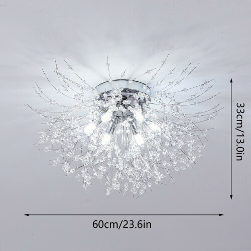 Silver Firework Crystal Chandelier 6-Bulb 60cm 1