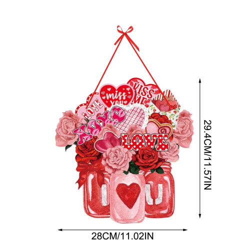 Valentine's Day Hanging Decor Set – 2-Piece Heart Design 1