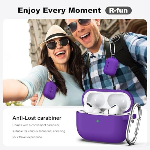 Μωβ θήκη σιλικόνης για AirPods Pro2ης/1ης γενιάς με κιτ καθαρισμού και μπρελόκ – 1
