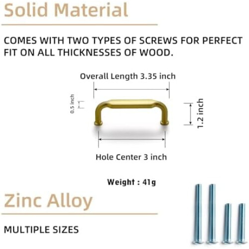 Brushed Gold Drawer Pulls 76mm Center-to-Center 6-Pack 2