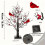 Retro Red Bird LED Tree Lights with Berries, 3xAA 4