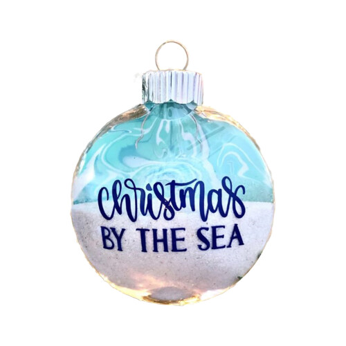 2D Beach Christmas Ornament Plastic Blue 7 cm 1
