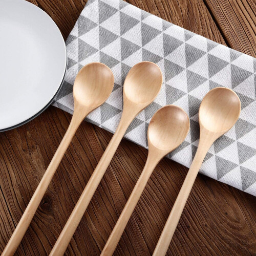 4 Wooden Mixing Spoons 13 Inch Long Handle 1