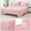 Σετ παπλωμάτων King Size Pink, Σετ κλινοσκεπασμάτων Seersucker 7 τεμαχίων με σεντόνια, 2