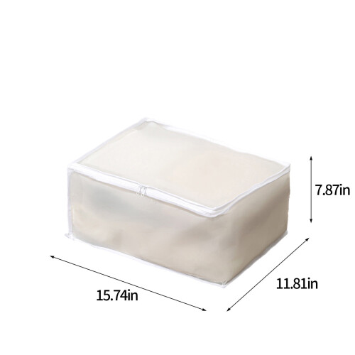 Foldable Plastic Storage Box Under Bed Odorless Moistureproof for Pillows Coats Blankets White Translucent Organizer 1
