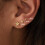 14K Gold Plated Flat Back Stud Earrings for Women 3 Pair 2