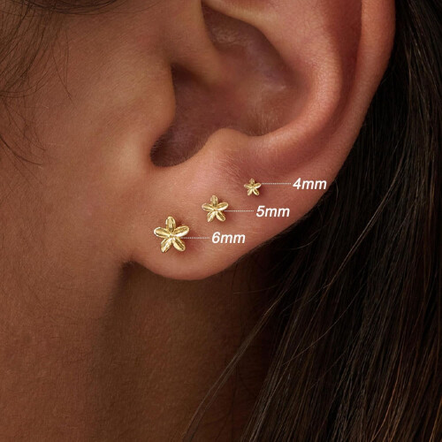 14K Gold Plated Flat Back Stud Earrings for Women 3 Pair 1