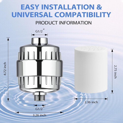 Shower Filter Head for Hard Water with 2 Cartridges 2