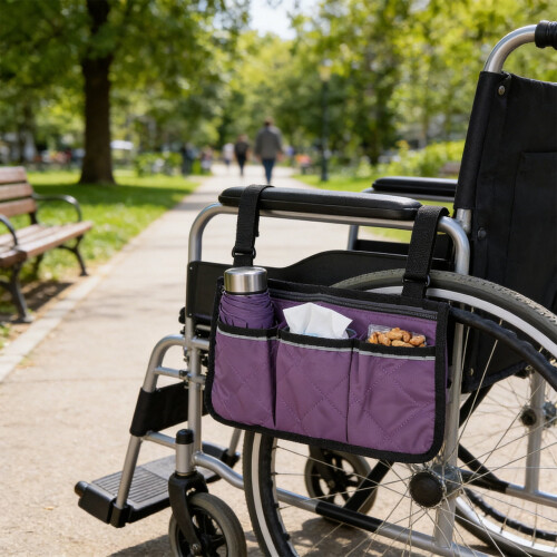 Wheelchair Armrest Pouch Large Durable Organizer 2