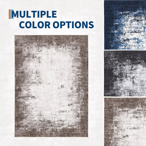 Tapis abstrait moderne 5x7, velours perle, lavable en machine 1