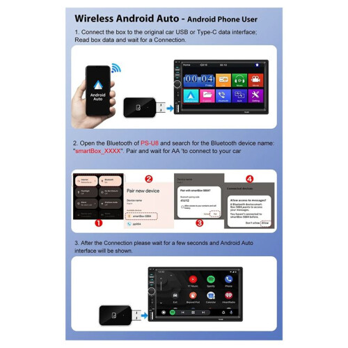 Adattatore Wireless Android Auto CarPlay Wireless   Box Collega e Usa WiFi Fast Connect Universale per 2