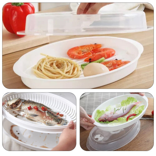 Cuit-vapeur pour micro-ondes avec couvercle à ventilation, 32 x 19 cm 2