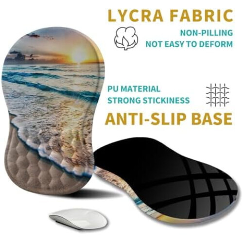 Εργονομικό Mouse Pad με υποστήριξη καρπού και κλίση αφρού μνήμης για ανακούφιση από 2