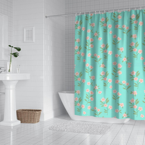 Cortina de chuveiro floral Pioneer Flower 72x84 polegadas com 12 1