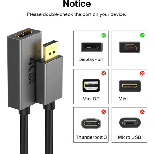 4K Display Port Naar -Compatibele Adapter, Unidirectionele  (DP) Computer Naar Schermmonitorconverter 4K 60Hz 2