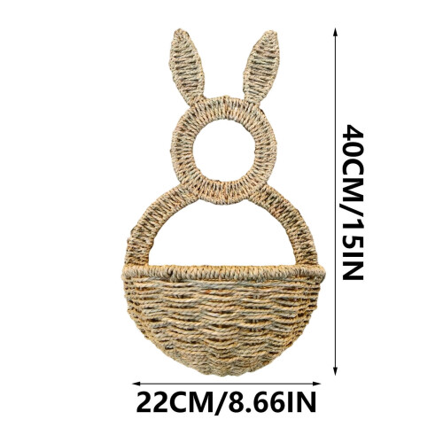 Cesta de parede com coelhinho da Páscoa, decoração de primavera (1 peça) 2