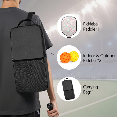 Σετ ρακέτες Pickleball με 2 μπάλες και τσάντα – Ρακέτες από fiberglass με λουλούδια, 1