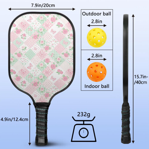 Σετ ρακέτες Pickleball με 2 μπάλες και τσάντα – Ρακέτες από fiberglass με λουλούδια, 2