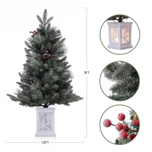 Flocked Fiber Optic Christmas Tree 3 ft to 4.5 ft 2