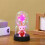 Preserved Rose Teddy Bear Ornament with LED Light 6.1x3.35 5
