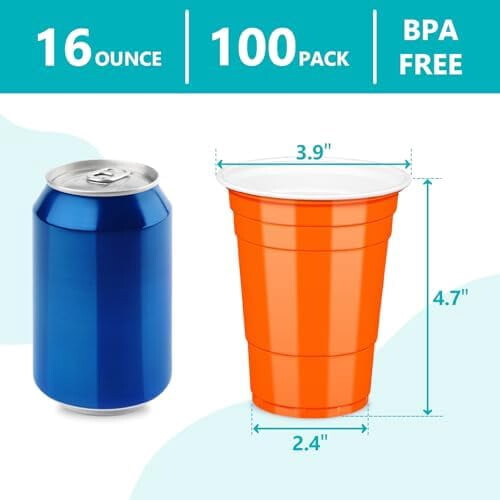 100Orange 16oz Einweg-Plastikbecher 1