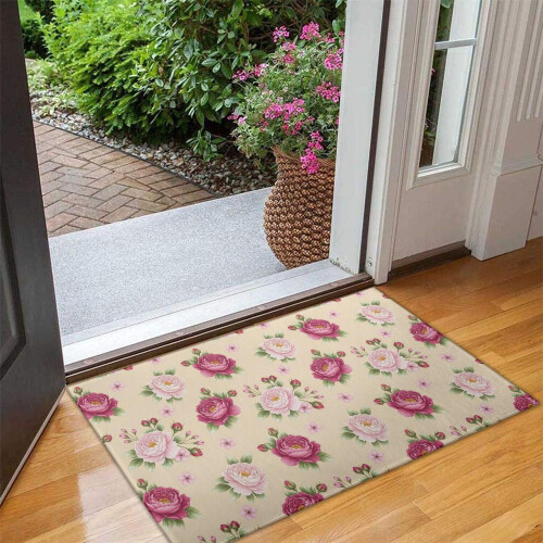 Χαλί πόρτας Pioneer με floral print, πλενόμενο αντιολισθητικό χαλάκι εσωτερικού χώρου, 1