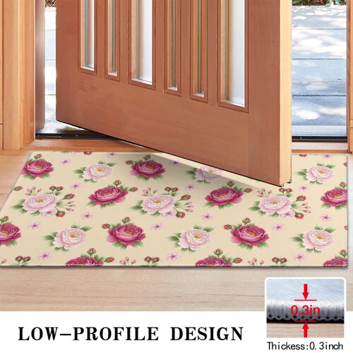 Χαλί πόρτας Pioneer με floral print, πλενόμενο αντιολισθητικό χαλάκι εσωτερικού χώρου, 2