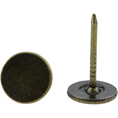 200 peças de tachinhas/pregos de estofamento com cabeça chata em bronze de 7/16 polegadas de diâmetro. 1