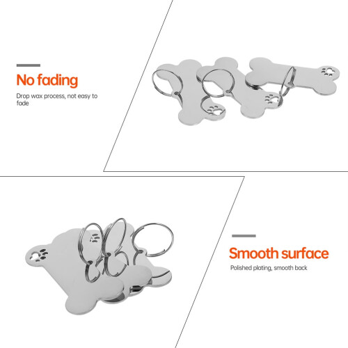 6 Pcs Pet Name Tags ID Dog for Medium Dogs Kit Silver 1